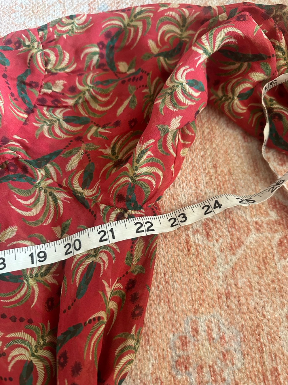 NWT Saloni Pixie dress coral palms 100% silk long sleeve designer luxury size 8 - Picture 8 of 8
